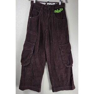 A.LAB Mega Rave Java Corduroy Cargo Pants Size 26 Brown Baggy Y2K